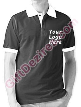 Designer Black Melange and White Color Logo Custom T Shirts